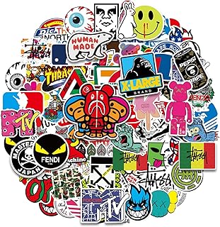 101 Pcs Skateboard Stickers, Non-Repeat Cool Sticker Pack Waterproof Reusable Vinyl Brand Stickers, Reusable Wicked Stickers for Adults Teens Boys Graffiti Guitar Travel Luggage Helmet and Laptop