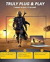 Vista 2 de Transmisor y receptor HDMI inalámbrico, decodificación 4K, extensor de pantalla inalámbrico portátil 5G/1080P, rango de 165 pies, verdaderamente