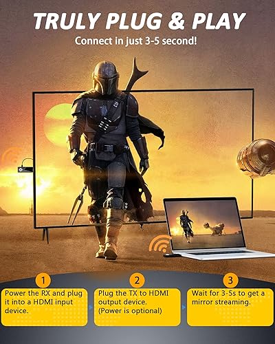 Miniatura 2 de Mpiolife Transmisor y receptor HDMI inalámbrico  Kit de extensor HDMI inalámbrico  Adaptador inalámbrico portátil 5G emisor y receptor HDMI 60hz