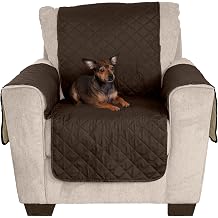 Furhaven Water-Resistant & Reversible Chair Cover Protector for Dogs, Cats, Children - Two-Tone Pinsonic Quilted Living Room Furniture Cover - Espresso/Clay, Chair