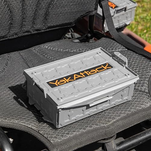 Miniatura 31 de YakAttack TracPak - Kit combinado negro - 2 cajas de almacenamiento apilables para kayak con base de montaje en pista de liberación rápida Sistema