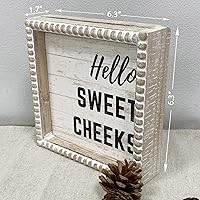 Vista 6 de Letreros de decoración de baño con marco de madera estilo granja bohemia, divertida placa decorativa pequeña y linda para baño, decoración de Hola