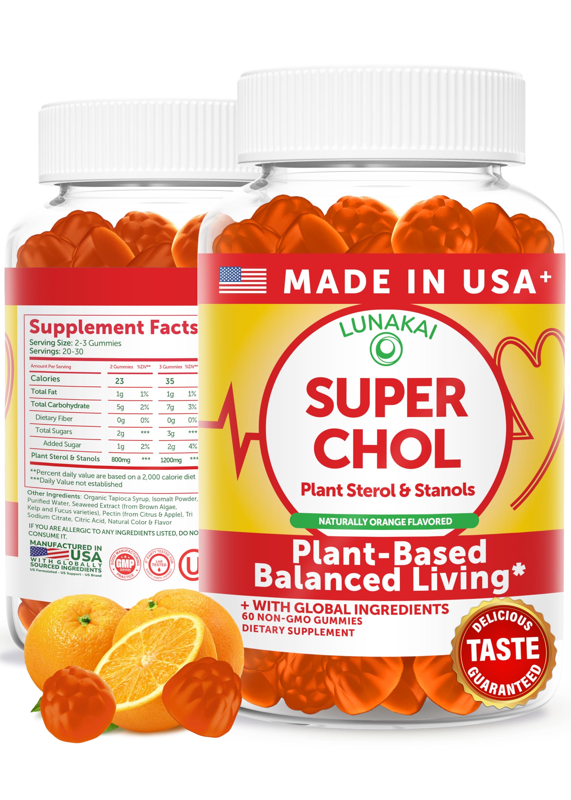 Lunakai USA Made Super Chol Gummies – 1200mg Plant Sterols &