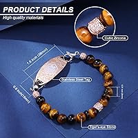 Vista 5 de Pulseras de alerta médica para mujeres y hombres, pulsera de identificación médica personalizada, 7 chakras con cuentas de emergencia, pulsera