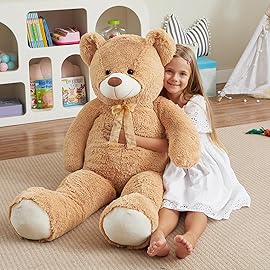 HollyHOME Giant Teddy Bear 4Ft Big Teddy Bear Stuffed Animal Birthday Valentines Day Plush Toy for Kids and Girlfriend 48 inch Tan