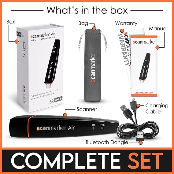 Scanmarker Air Reading Pen & Pen Scanner | Translator Pen for Dyslexia, Students & Professionals - Compatible with Mac, Windows, iOS & Android