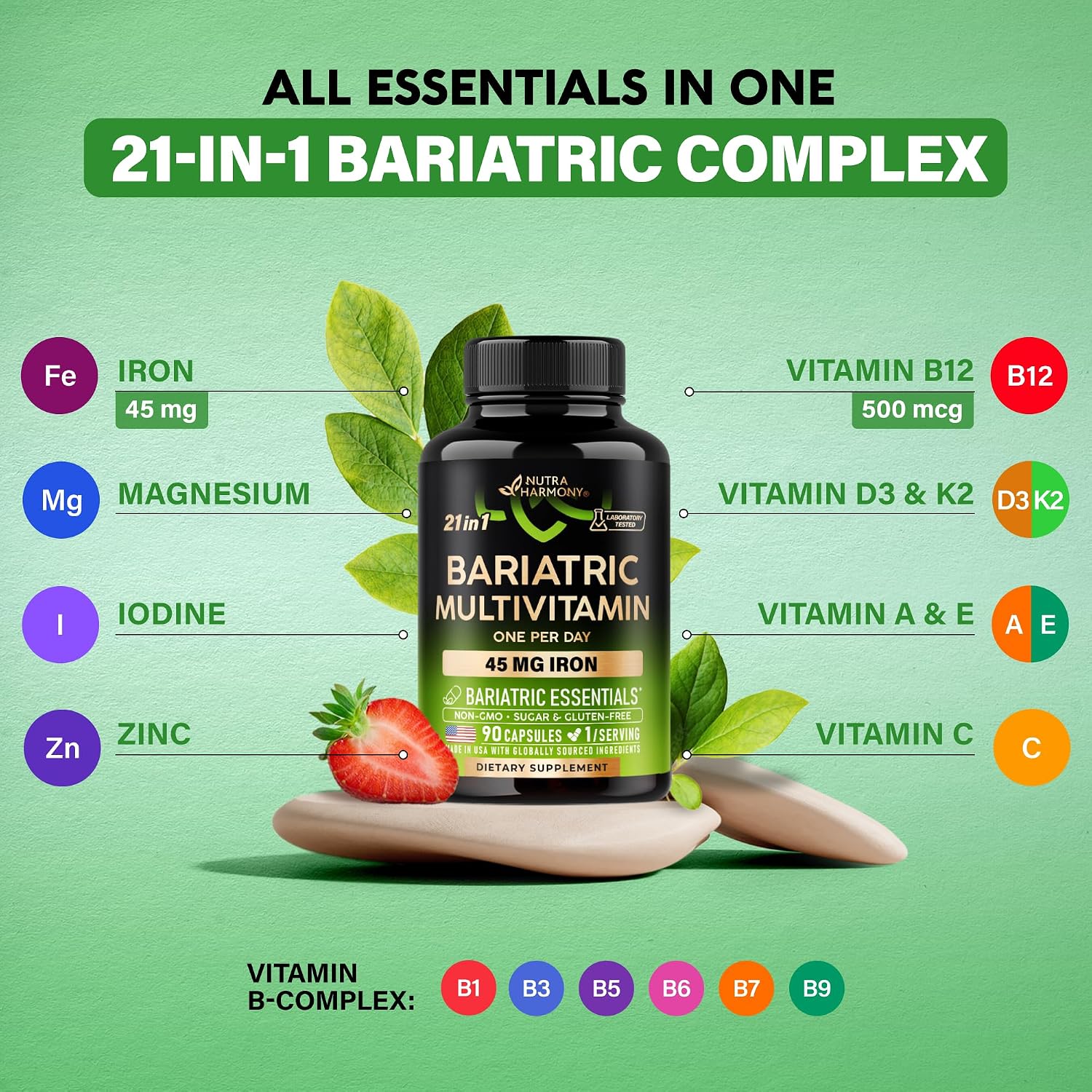 Multivitaminico Bariatrico con Hierro 45mg - 21 en 1 - 90 Capsulas 5