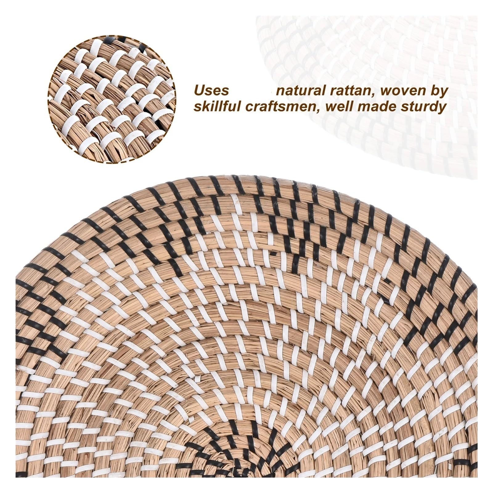 Cesta Mural de ratán Cesta de Pared Tejida Colgante de 12 Piezas, Cesta de Pared de Mimbre Natural, decoración de Granja, Mesa Decorativa rústica for Sala de Estar de 35cm