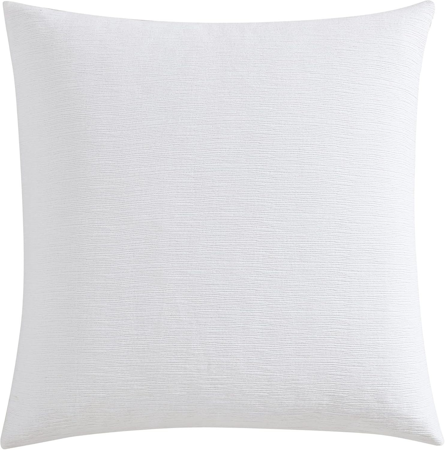 Vera Wang - Euro Sham Set, Luxury Cotton Shams with Hidden Zipper Closure, Stylish Textured Bedding Set (Textured Pleats White, 2 Piece)