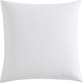 Euro Sham Set, Luxury Cotton Shams with Hidden Zipper Closure, Stylish Textured Bedding Set (Textured Pleats White, 2 Piece)