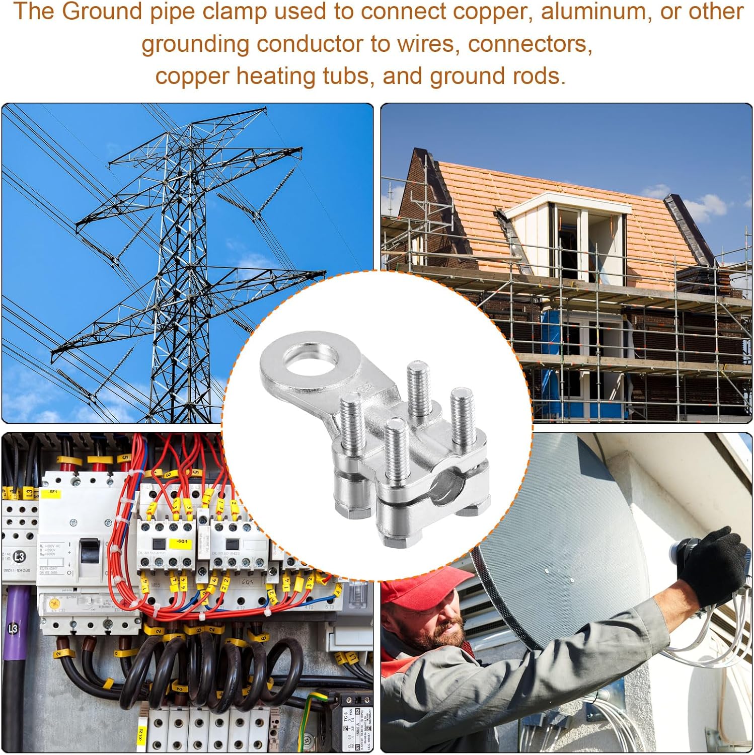 MECCANIXITY Ground Rod Clamps Grounding Clamps Wire Connector for 0.31 to 0.93 Clamping Pipe Range Pack of 1