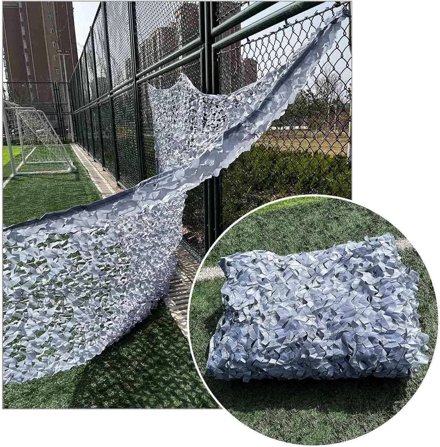 Camouflage Netting 1.5x3m 2x4m 3x4m 3x5m 4x5m 4x6m 5x8m, Grey Camo Net, Sunblock Camouflage Net, Outdoor Hunting Shade Net, Military Mesh,Grey-1.5x6m(4.9 * 19.7ft)