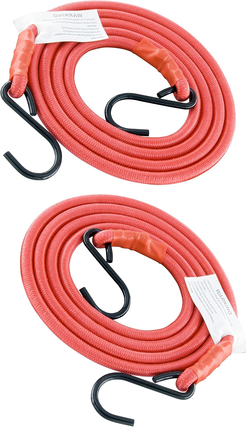 Bungee Cords with Hooks, 3/8 Inch Thick Round Bungee Cord Heavy Duty Strong Hooks for Bike Rack, Cart, Trunk, Camping (72 inches 2 pcs, Black)