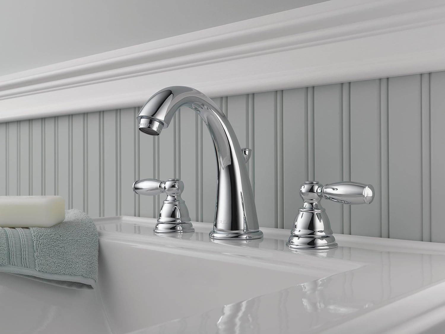 Peerless Claymore Widespread Bathroom Faucet Chrome, Bathroom Faucet 3 Hole, Bathroom Sink Faucet, Drain Assembly, Chrome P299196LF