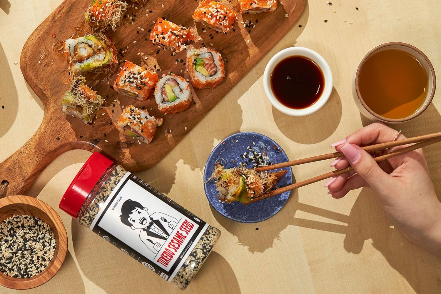 Bakers Club Bulk 17oz Mixed Black and White Sesame Seeds - Tuxedo blend for Sushi, Tuna, Stir Fry, Bread, Poke Bowls - Kosher, Gluten Free, Rich in Sesame Oil - Ideal for Toasting, Cooking, Baking