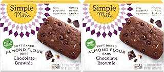 Simple Mills, Bar Almnd Flour Soft Baked Chocolate Brownie 5 Count, 5.99 Ounce (Pack of 2)