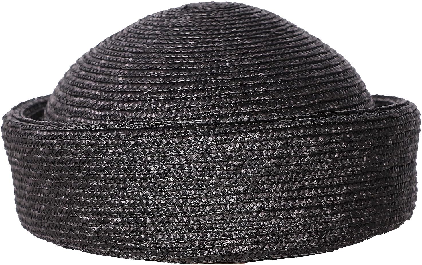 FADVES Women's Vintage Straw Pillbox Hat Base - Hard Beret Fascinator for DIY Millinery