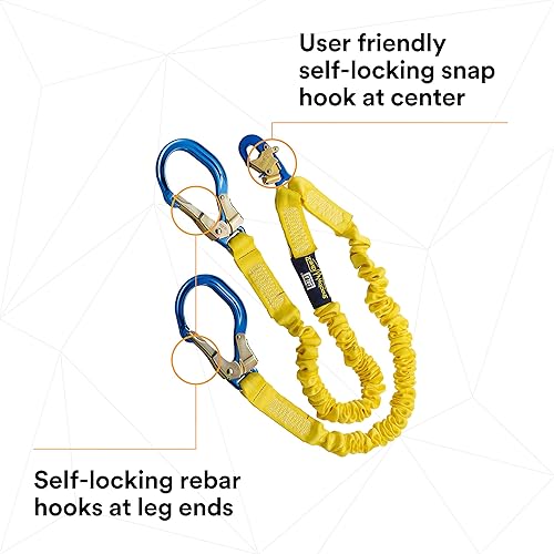 Miniatura 8 de 3M DBI-SALA 6' Shockwave2 1 1516 "Poliéster Tubular Web Twin-Leg Tie-Off Cordón Amortiguador Con Snap Hook Y Aluminio Rebar Ganchos En Los Extremos