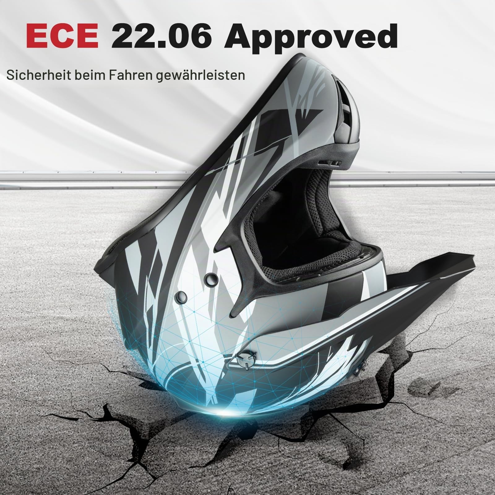 Favoto Motocrosshelm Fullface - Downhill Cross Helm Erwachsene ECE 22.06 Zertifiziert für Motorrad Moped ATV UTV MTB