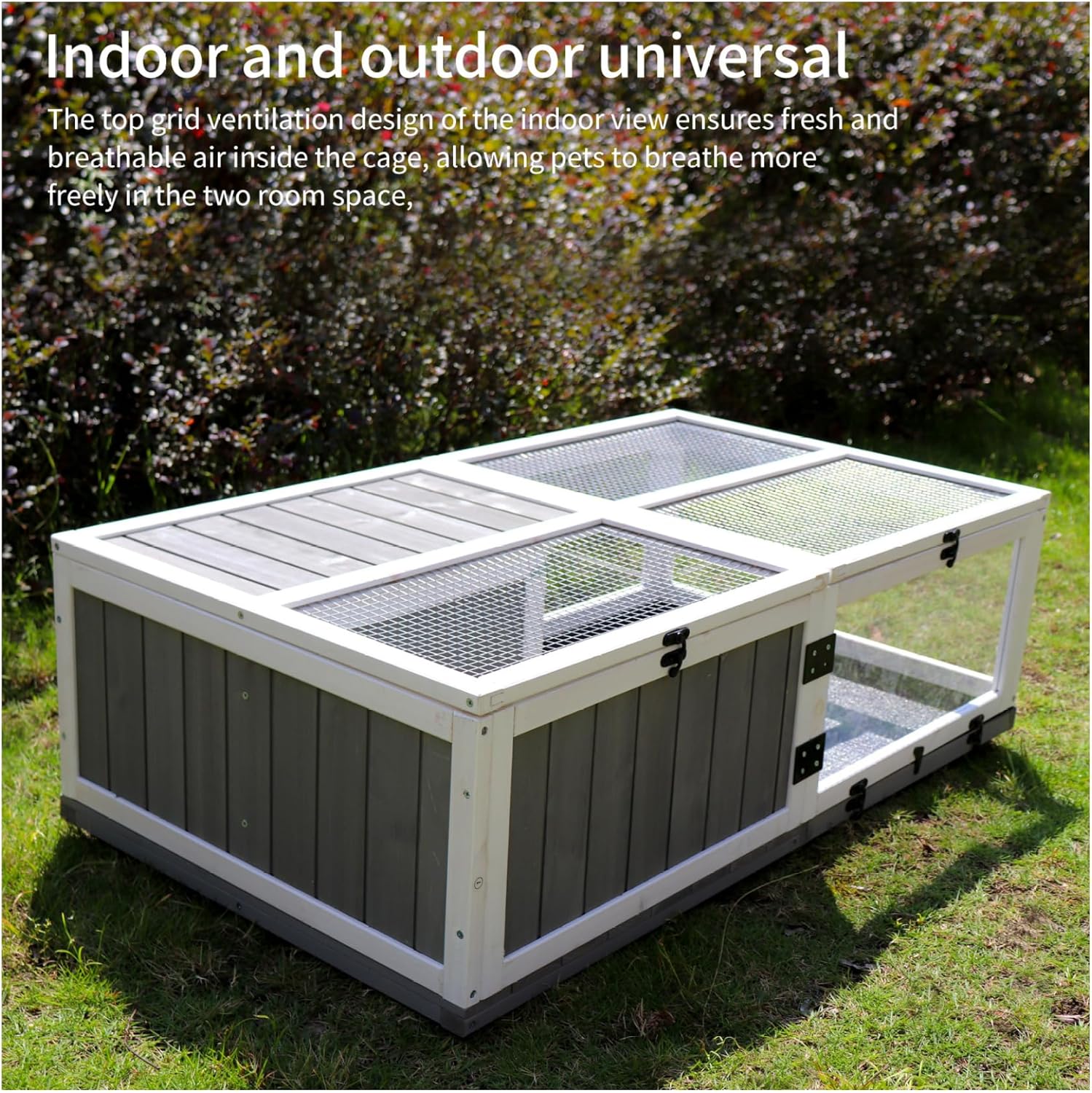 Turtle Cage Indoor Outdoor, 43" Reptile Habitat Wooden Tortoise House with Acrylic Enclosure & Waterproof Trays, Lizard Gecko Snake Small Animal Cage