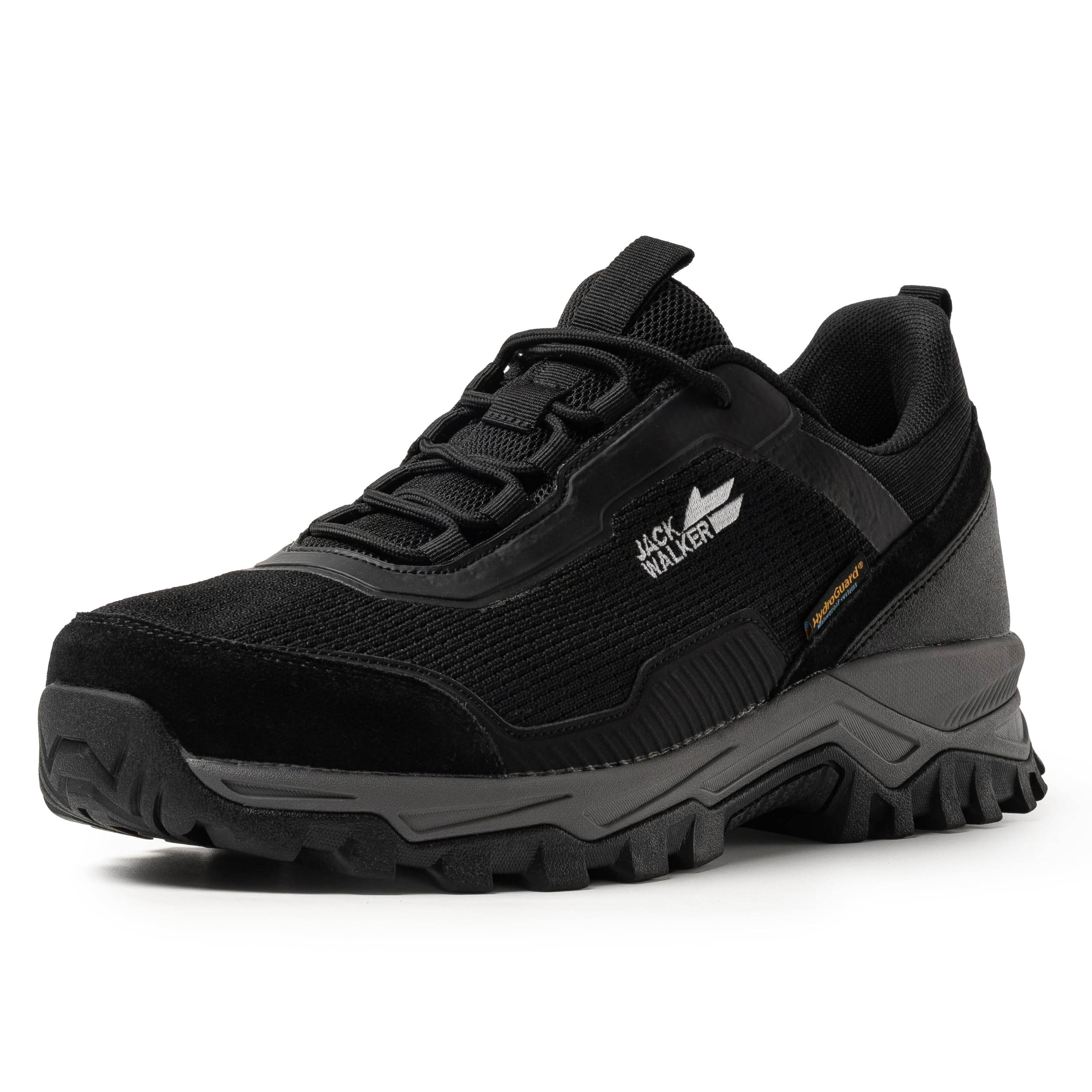 Jack Walker Zapatillas de senderismo para hombre, piel de ante auténtica con plantillas de espuma viscoelástica, impermeables Hydroguard, zapatos ligeros para senderismo y senderismo, calzado ideal