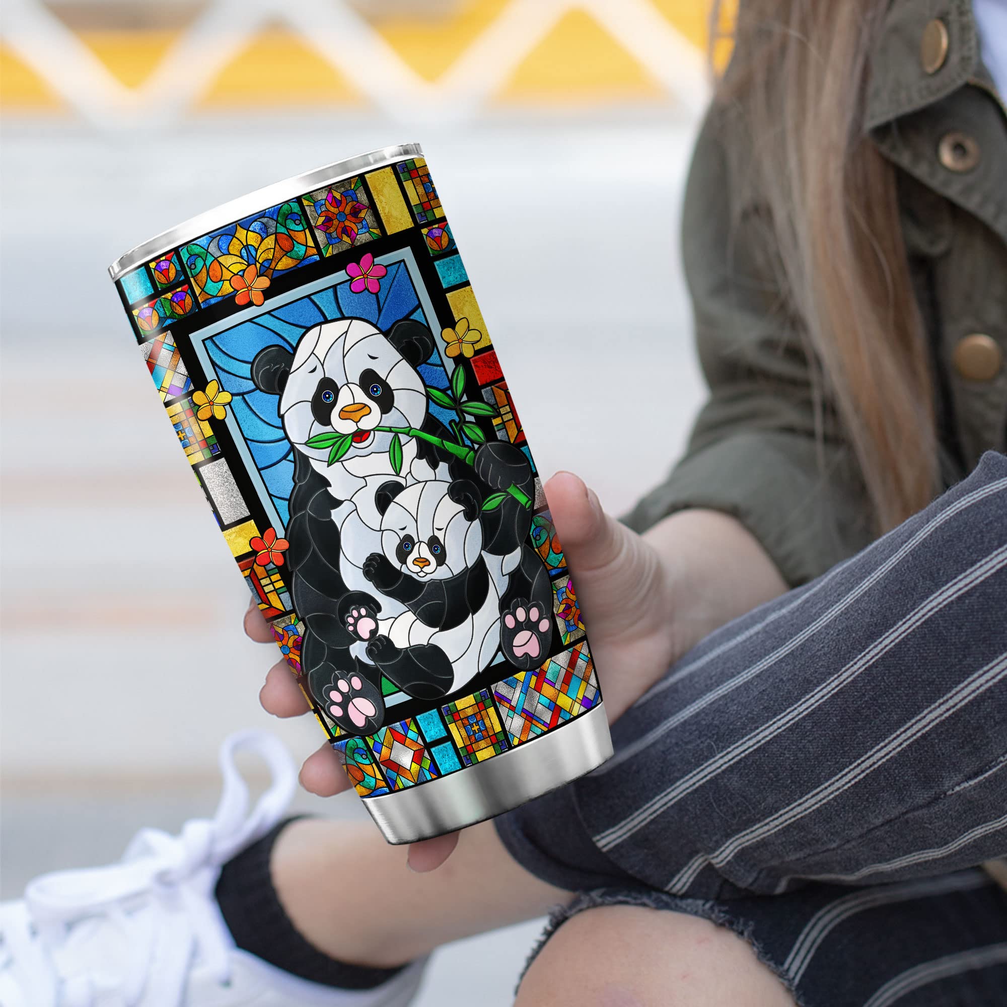 Amazon.com: ZOXIX Advice From A Panda Tumbler Colorful Stained