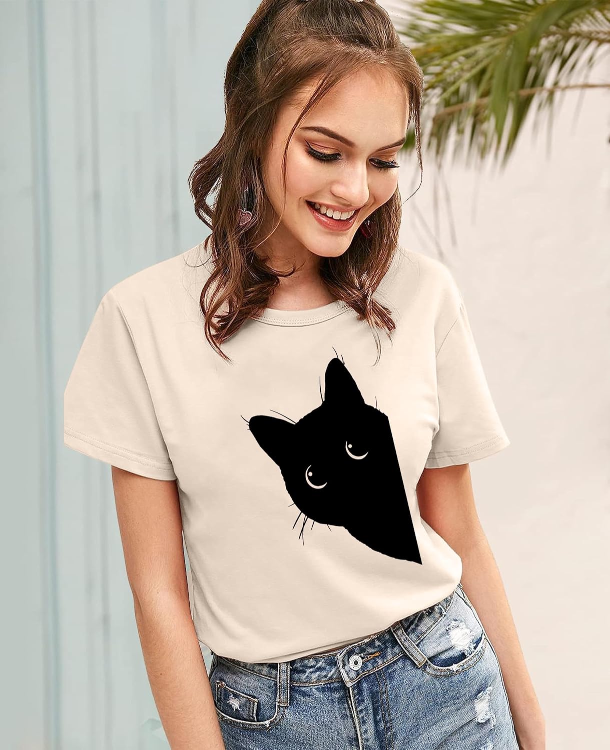 Cat Shirts for Women Black Cats Tshirt Animal Shirt Teen Girl Graphic Tops Casual Short Sleeve Clothes - Image 2