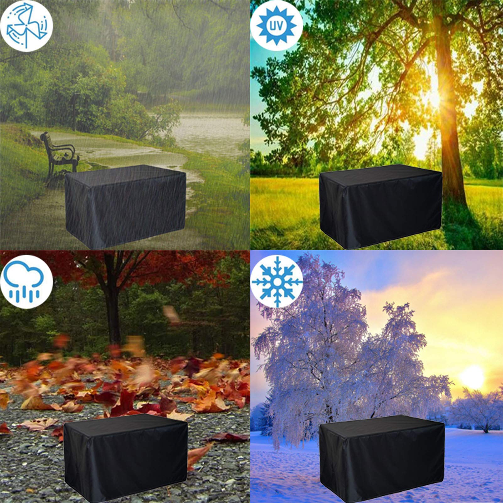 Wytrzymałe wodoodporne pokrowce na meble ogrodowe, 160 x 160 x 80 cm, 420D, rattanowa kostka, wiatroodporna i odporna na promieniowanie UV, ochrona mebli ogrodowych