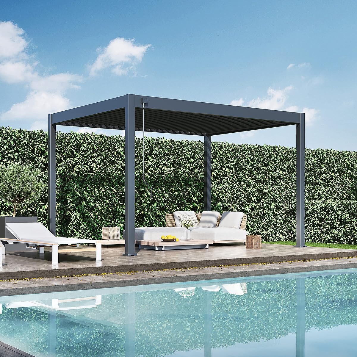 Weide Classic Pergola Aluminium freistehend 4 x 6 M Lamellendach Anthrazit Anthrazit