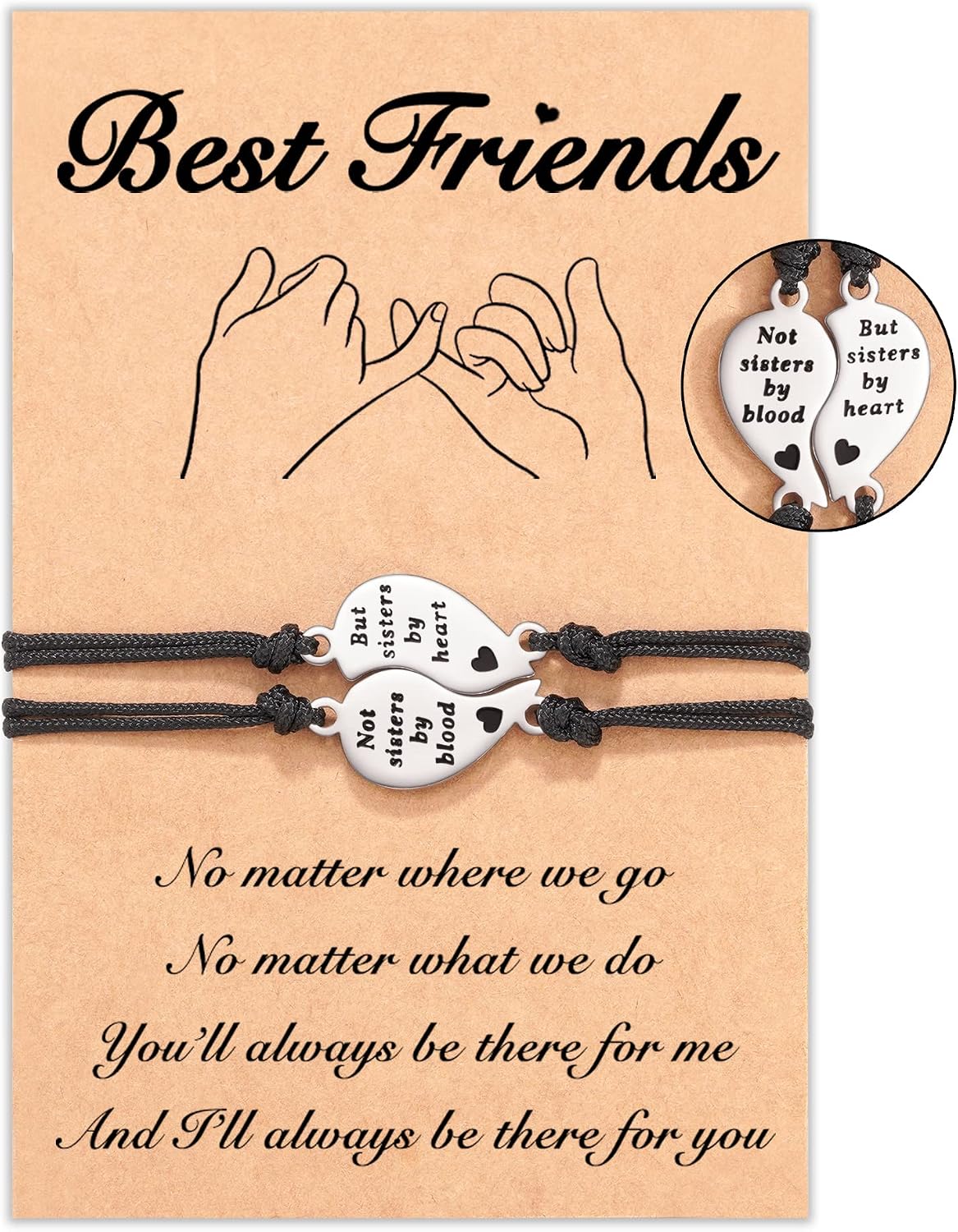 Tarsus Best Friend/Sister Bracelets for 2/3 Heart Matching Bracelets Gifts for Women Girls