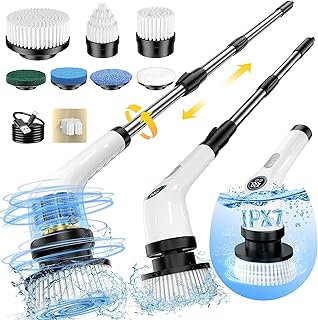 Ultimate Electric Spin Scrubber: IPX7 Waterproof, Extra-Long Runtime, 7 Heads, and Adjustable Handle