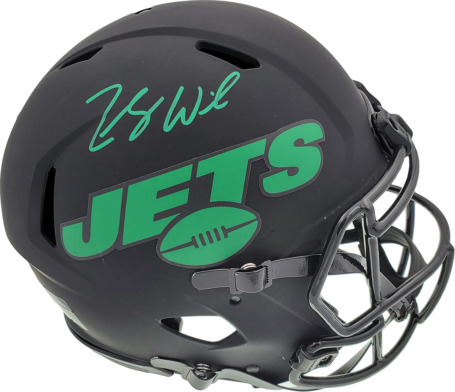 Zach Wilson Autographed Eclipse Black Full Size Authentic Speed Football Helmet Beckett BAS QR Stock #194731