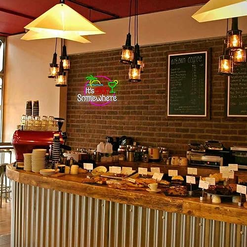 Miniatura 6 de Letrero de neón con texto en inglés "It's 5 00 O'clock Some Donde" para decoración de pared, regulable, LED, bar, cerveza, garaje, luz de neón,