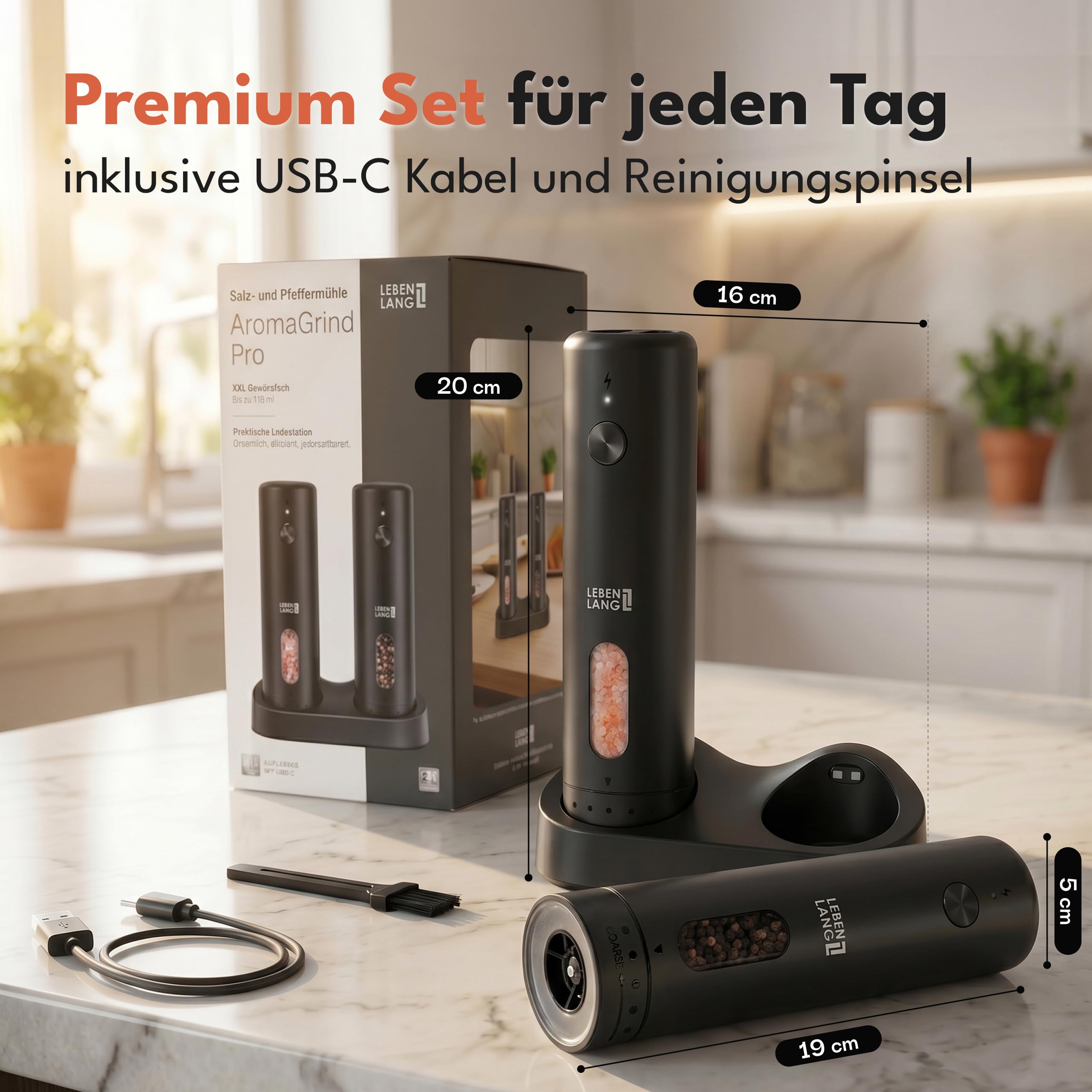 LEBENLANG LBL9601 LBL9602 Macinapepe elettrico (Acciaio inossidabile)