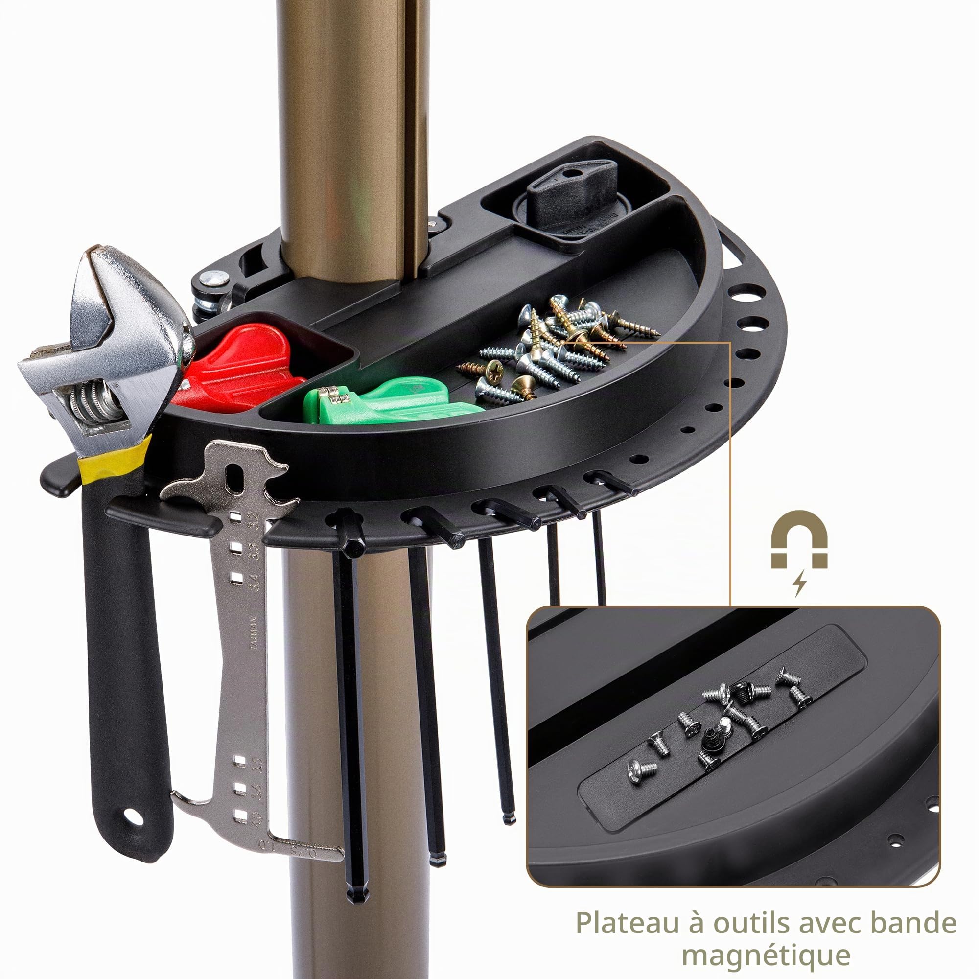 Support de réparation de vélo - Hauteur réglable - Rotation à 360° - Capacité de charge jusqu'à 40 kg - Support de réparation pliable pour VTT, vélo de route, vélo électrique et vélos à gros