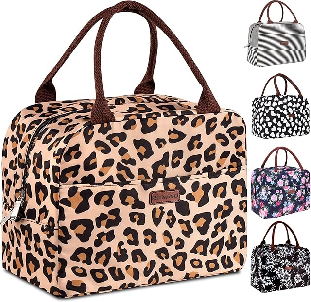 Cheetah Lunch Bags for Women - Lunch Bag for Work,Leopard Print Lunch Box,Soft Sided Coolers Insulated Bags Larger Capacity by RONAVO(Leopard Print)