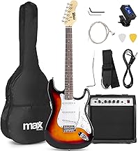 Max GigKit Electric Guitar Set, with 40 Watt Amplifier, Guitar Bag, Pick, Strap, Tuner, Instrument Cable, Replacement Strings, 4/4 Electric Guitar, Sunburst