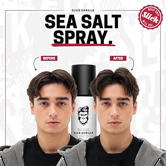 Slick Gorilla Men's Styling Bundle Sea Salt Spray (200ml) & Clay Pomade (2.5 oz), Textured Volume & Matte Finish, Firm + Flexible Hold, Non-Greasy, Easy to Wash