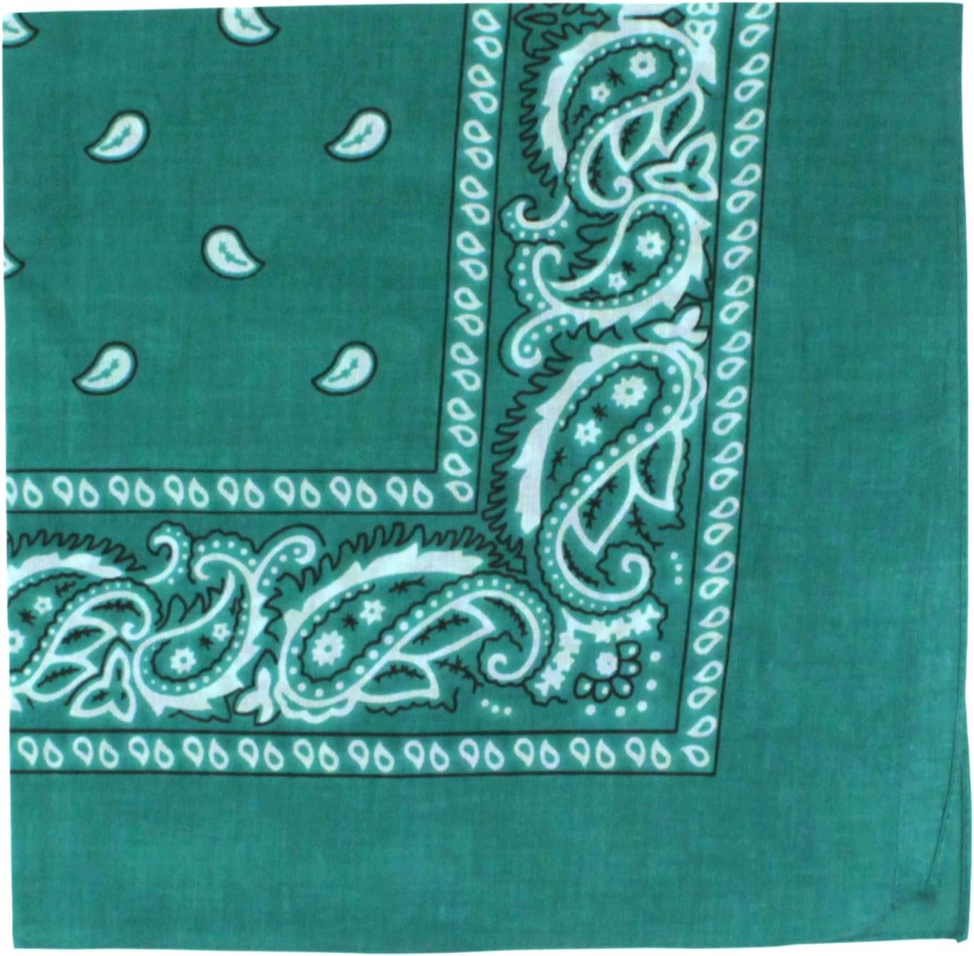 Bandanas By The Dozen 100% Cotton 12-Pack 22" x 22" - Paisley Teal Green