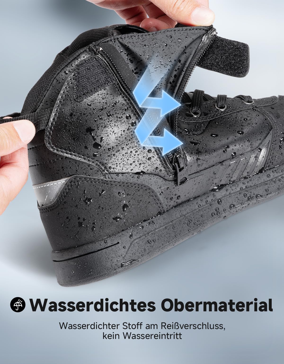 KEMIMOTO Zapatillas Moto Hombre, Botas de Moto Impermeables Protector de Cambio y Suela Antideslizante, Calzado Motociclista Fácil de Poner y Quitar