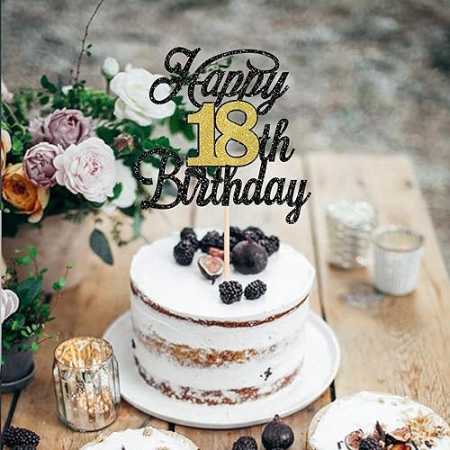 Miniatura 4 de Rsstarxi 1 paquete de 1 decoración para pastel de cumpleaños 18 con purpurina para 18 fabulosas decoraciones de tartas de Hello 18 Cheers to 18