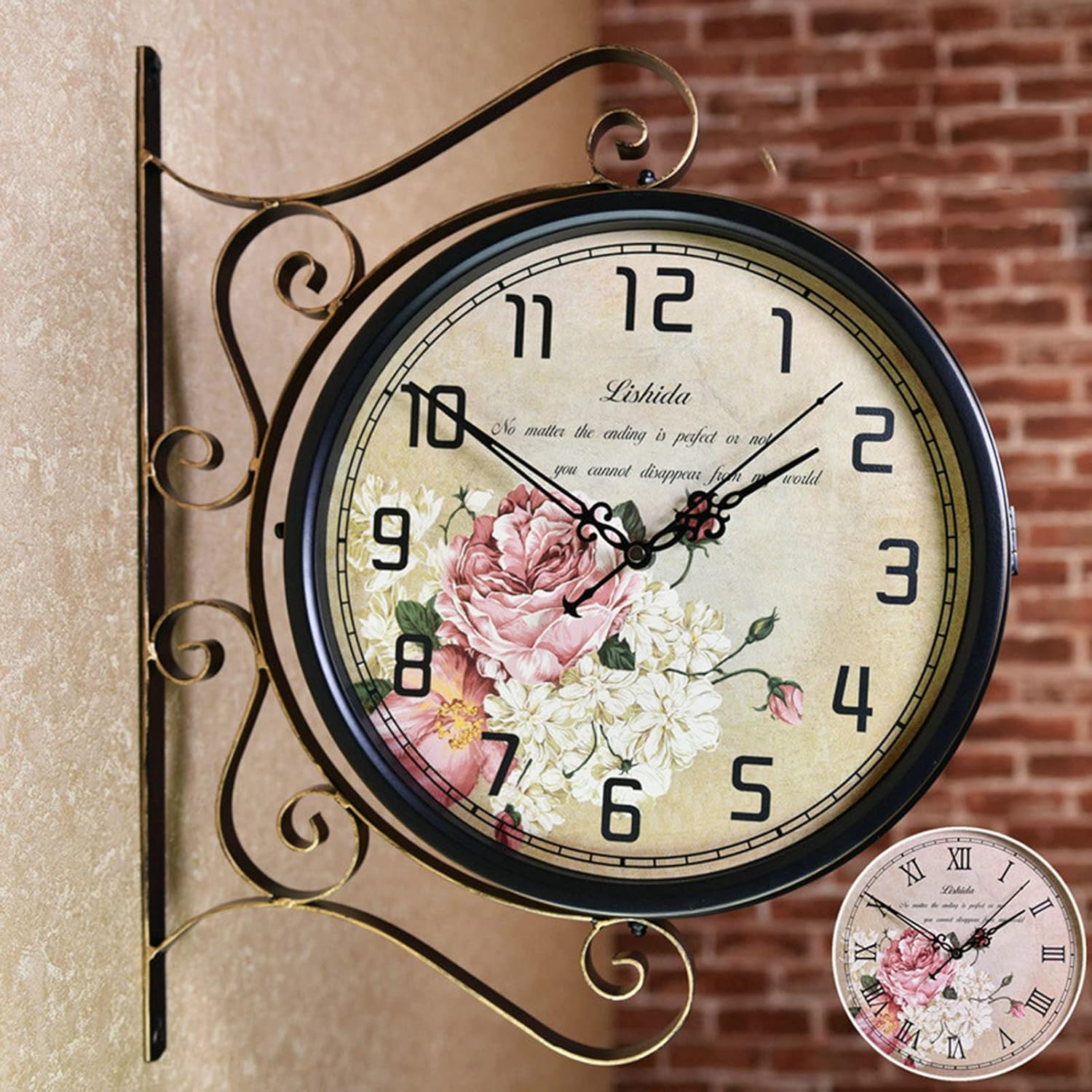 Outdoor Garden Wall Clock,12-inch/30cm Double Sided Outdoor Clocks Vintage Classic Design Weatherproof Casing for Garden Outdoor Home
