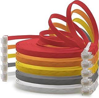 1aTTack.de 0,5m - 5 colors (01) - Cat6 Ethernet cable flat network lan Cat 6 very thin and slim 1000 Mbit/s