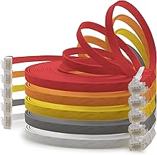 1aTTack.de 1m - 5 Colours (01) - Ethernet Network Cable Cat6 Flat Lan Gigabit RJ45 Cat 6 Compatible Cat5 Cat5e Cat7 Cat8