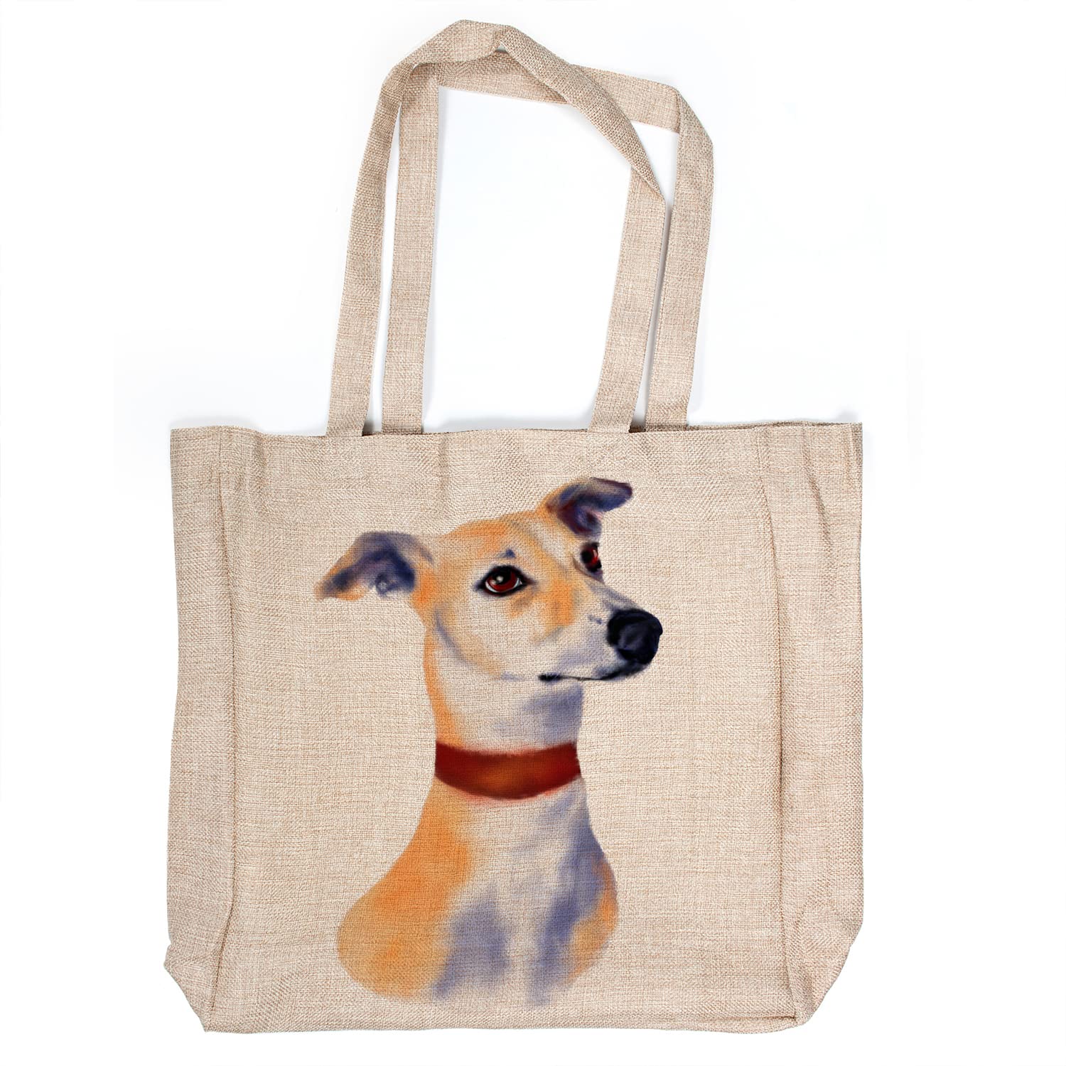 KRAFTYGIFTS Whippet Dog Tote Bag Large Dog Canvas Shoulder Carry Bag Ladies Grocery Bags Cotton Reusable Eco-Friendly Shopping Bag for women KDT53