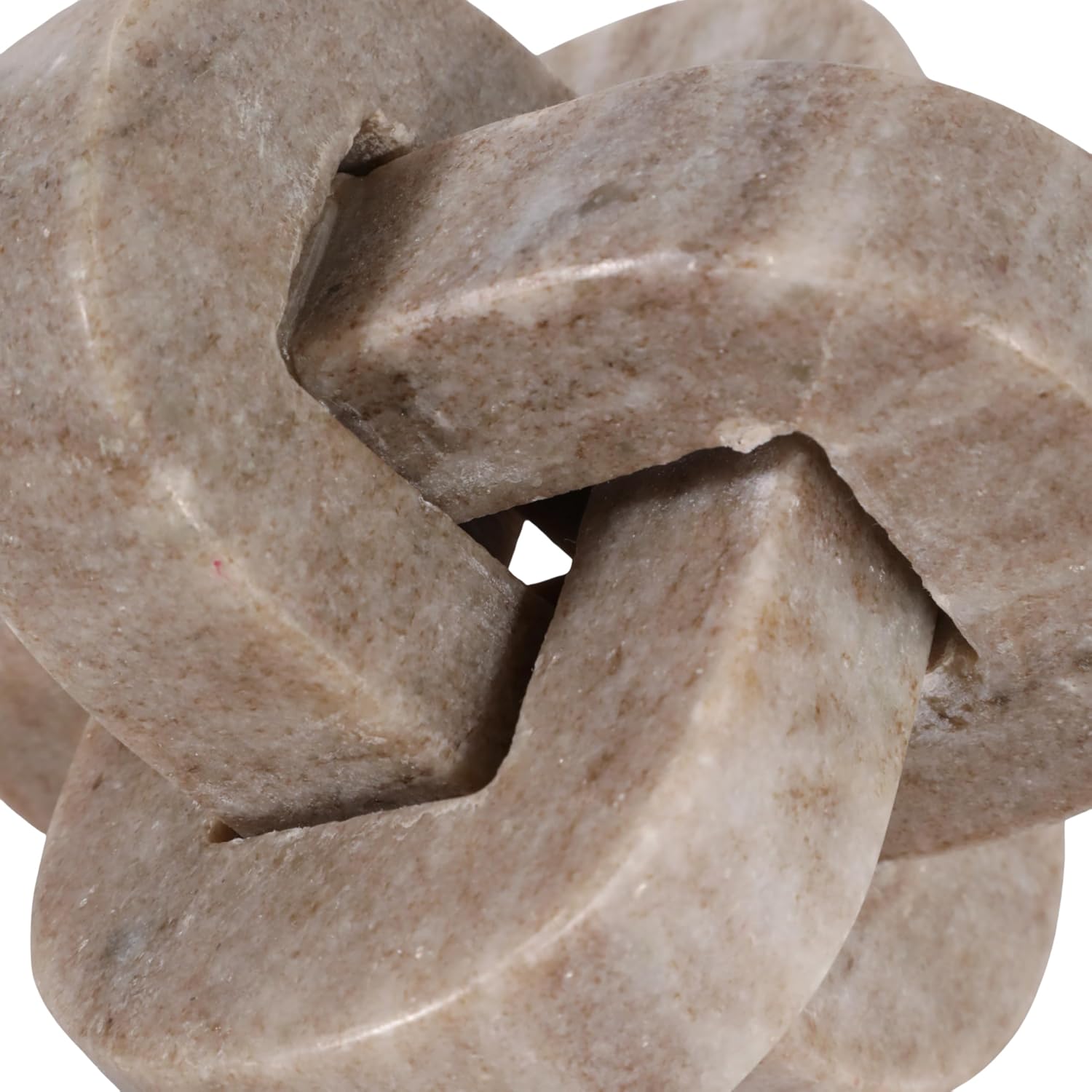 Onyx Marble Rounded Knot Sculpture for Home Decor - Accent Display for Bathroom, Office, Living Room, and Shelf Decor - Interlocking Form Ornament for Coffee Table and Mantel Decor - 5", Tan
