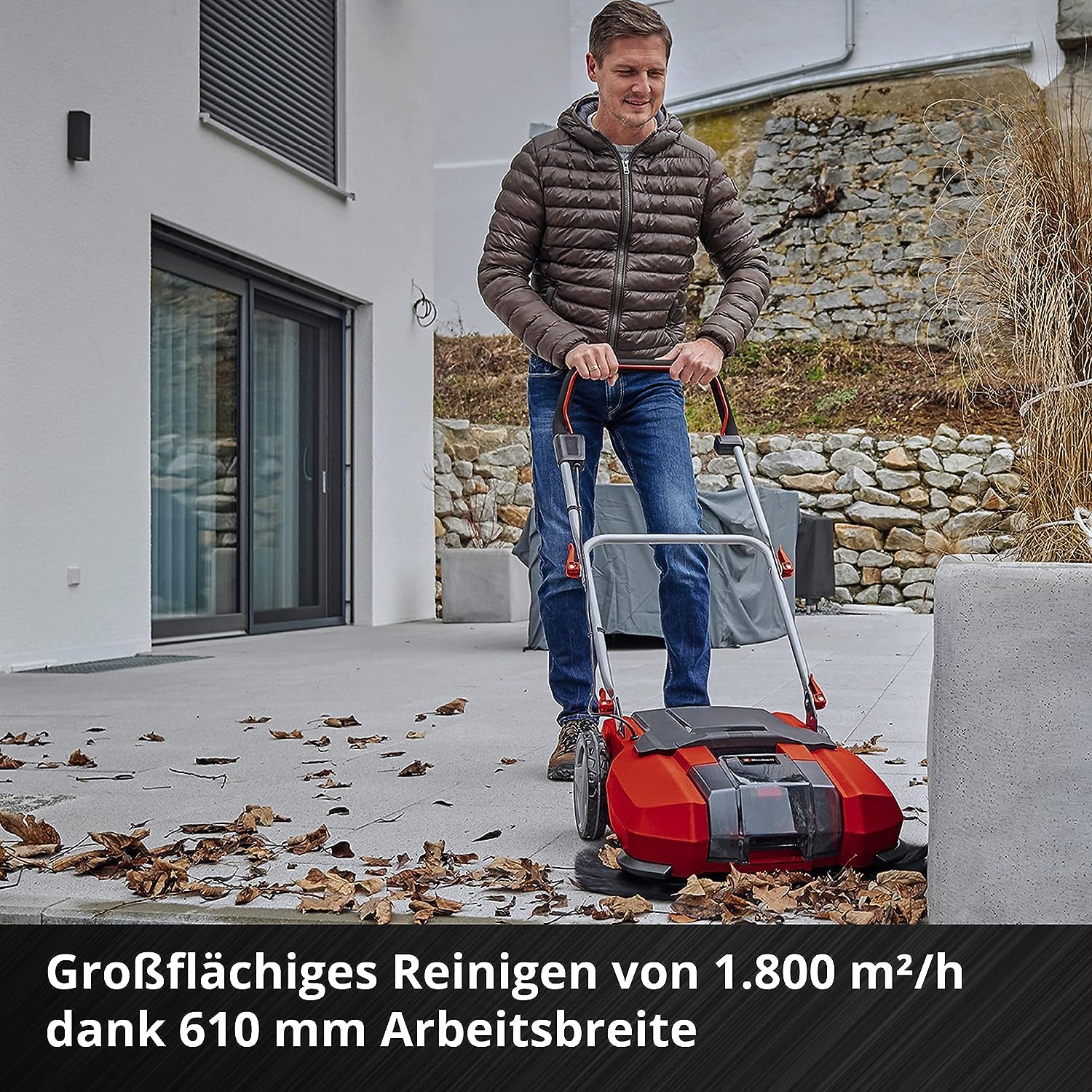 Einhell Akku-Kehrmaschine TE-SW 18/610 Li-Solo Power X-Change (18 V, Li-Ion, 20 L Schmutzbehälter, 61 cm Arbeitsbreite, Parkposition, verstellbarer Lenker, abnehmbare Lippe, Ein-und Ausschalter)