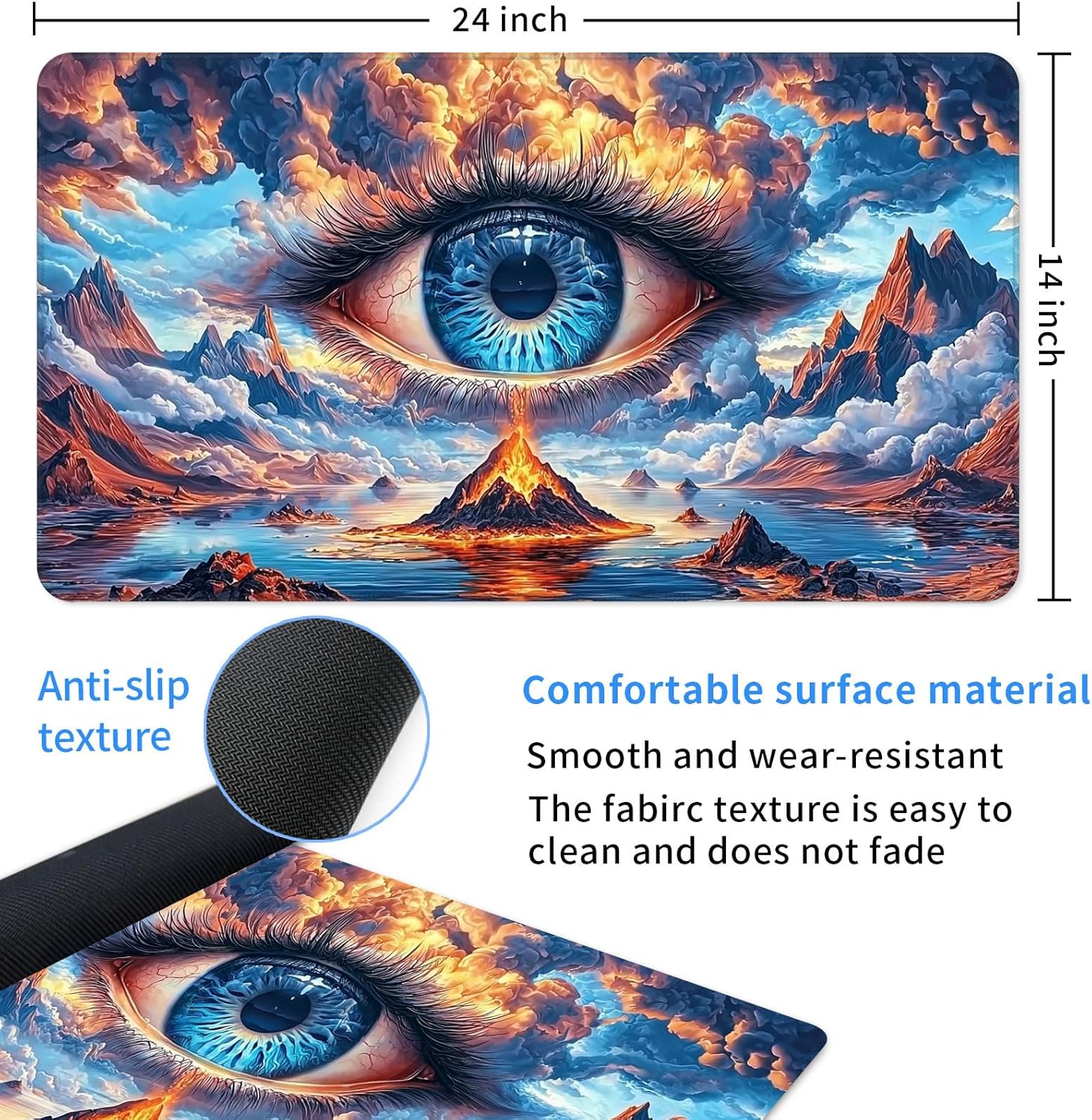 Playmat for TCG, with Free Storage Bags, Game Mat 24 x 14 inches, MTG and Board Game Mat for Cards, Ideal for Card Game Enthusiasts, Giant Eye