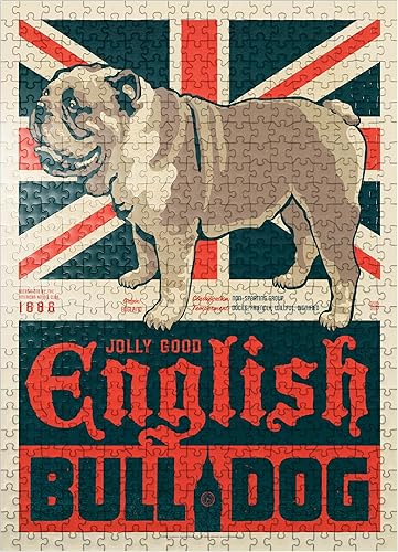 MyPuzzle Bulldog inglés, póster vintage, rompecabezas prémium de 500 piezas para adultos
