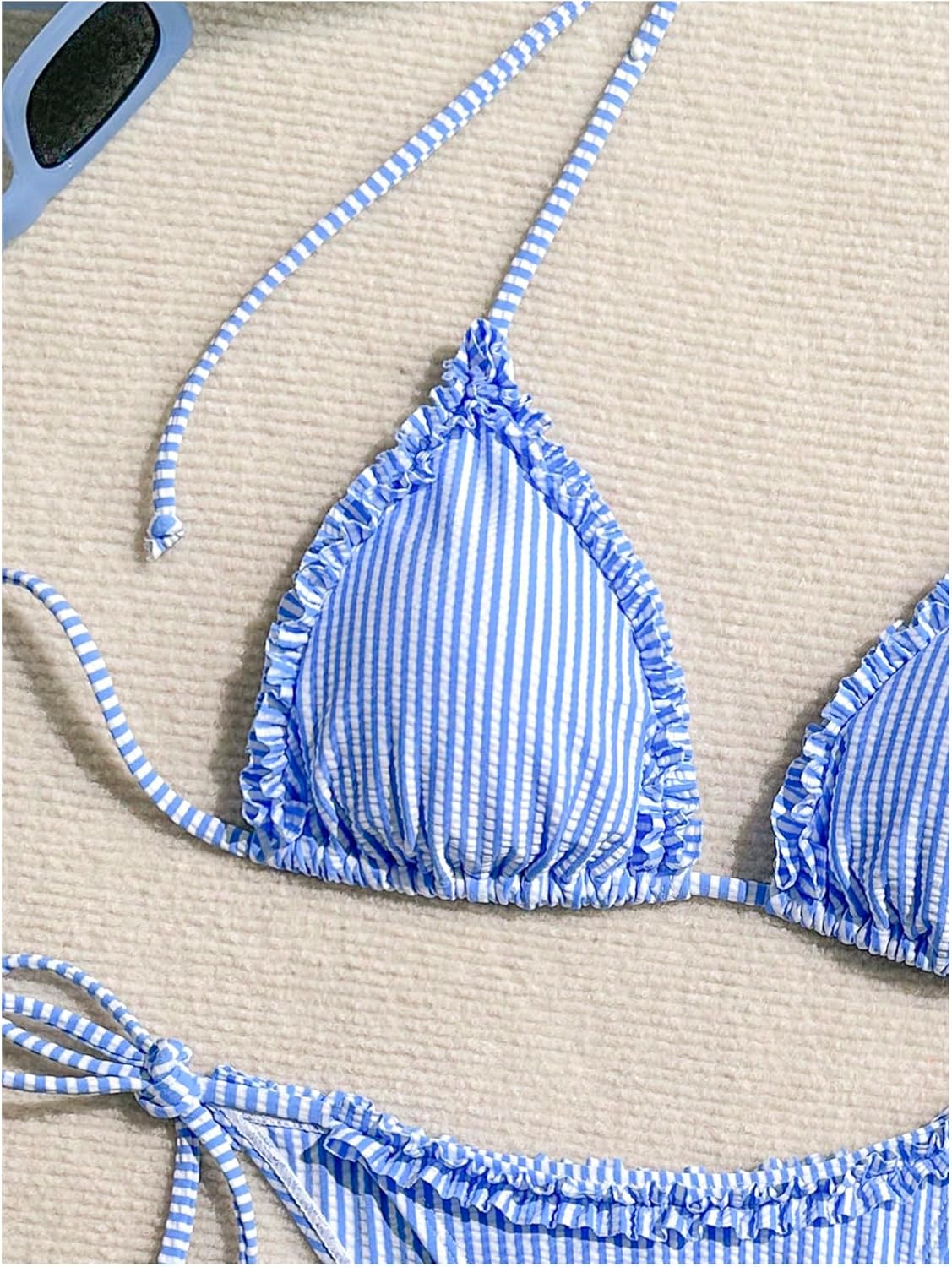 Verdusa Women's 2 Piece Striped Halter String Cute Bikini Sets Swim Suits Cheeky Triangle Bathing Suit - Image 5